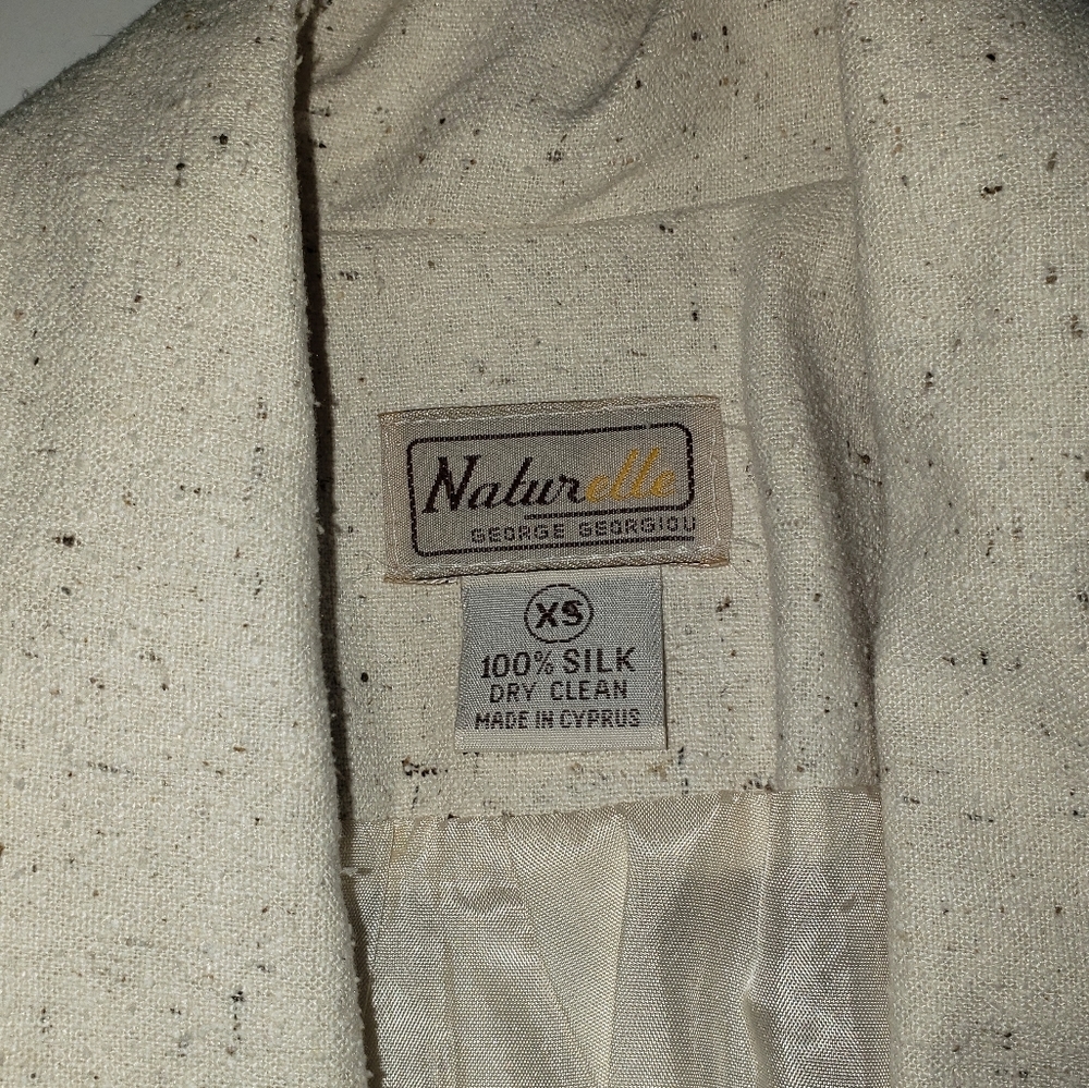 Naturelle George Georgiou Tan Beige 100% Silk Blazer Sz XS Western Style Jacket - Picture 12 of 16